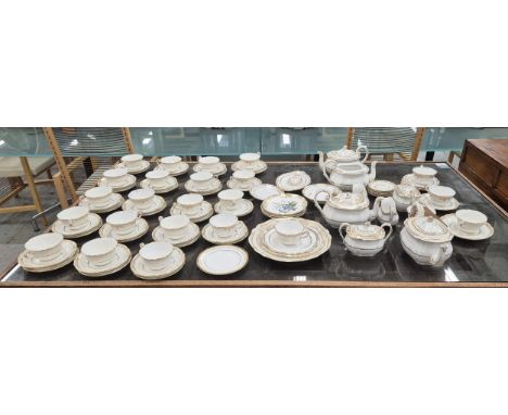 A SHEFFIELD &amp; SPODE 'STAFFORD WHITE' PART DINNER AND TEA SERVICE, comprising cups, saucers, side plates, teapots, sugar b