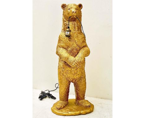STANDING BEAR FLOOR LAMP, gilt finish, 100cm H x 42cm W x 42cm D.