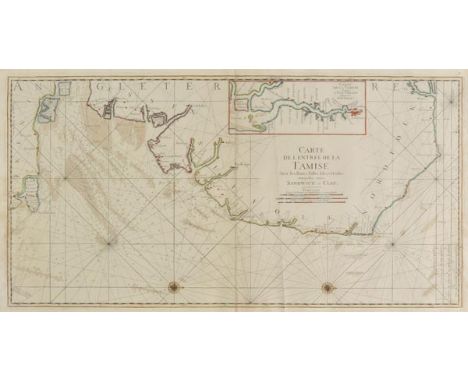 Sea charts. Jaillot (A.H. & Bellin J.N.), Carte de l'Entr‚e de la Tamise avec les Bancs, Passes, Isles et Costes comprises en