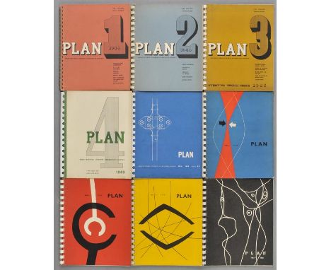 Plan. Plan, Architectural Students Association Journal 1-9, 1948-51,  numerous illustrations and adverts, original spiral-bou