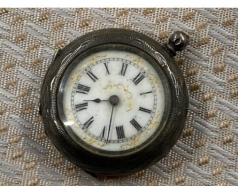 SILVER FOB WATCH IN LEATHER CASE