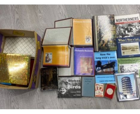 BOX CONTAINING MODERN AND REPRO POSTCARDS PLUS MISC BOOKS AND PLAYING CARDS ETC