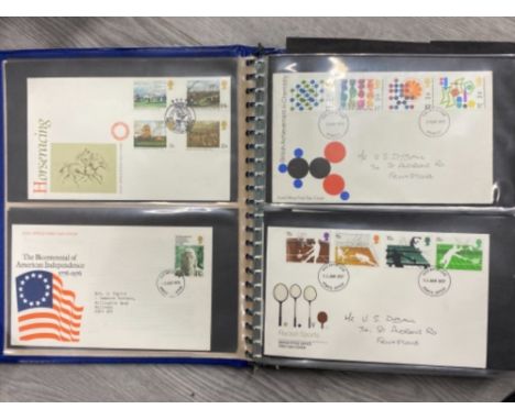 ALBUM OF VINTAGE UK POST OFFICE FIRST DAY COVERS DATED 1976-1986, NICELY PRESENTED 92 IN TOTAL