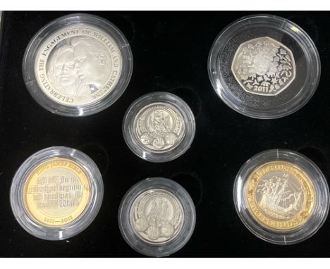 UK ROYAL MINT 2011 SILVER COMMEMORATIVE SET OF 6 COINS IN CASE OF ISSUE WITH CERTIFICATE