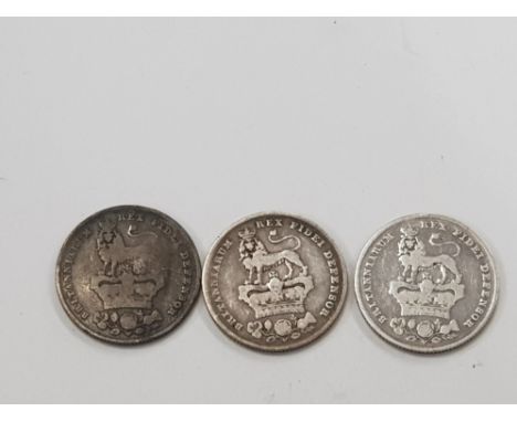 3 SILVER KING GEORGE IV DATING FROM 1825 1826 AND 1829