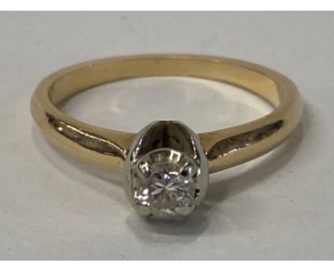 YELLOW GOLD SOLITAIRE DIAMOND RING, 2.8G SIZE L