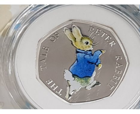 ROYAL MINT UK 2017 50P PETER RABBIT SILVER PROOF COIN IN CASE AND BOX OF ISSUE WITH CERTIFICATE