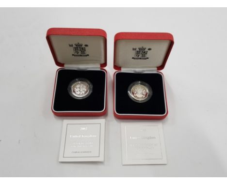 2 UK SILVER PROOF PIEDFORT £1 COINS BOTH HOUSED IN ORIGINAL CASE INCLDUES 2002 AND 2003