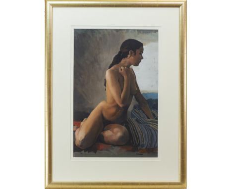 * WALTER AWLSON (SCOTTISH b 1949 -), LIGHT AND SHADE oil on paper, signed 62cm x 40cm Mounted, framed and under glass