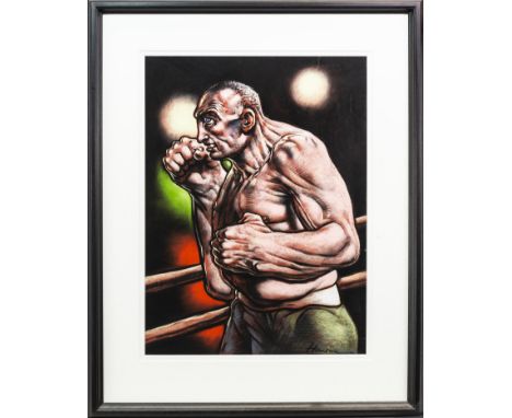 * PETER HOWSON OBE (SCOTTISH b 1958), SECONDS AWAY pastel on paper, signed 61cm x 47cm Mounted, framed and under glass