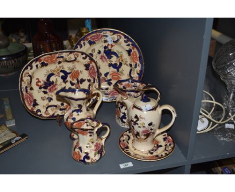 A Mason's Ironstone Mandalay pattern part dinner service, to include tea pot ect, (7).