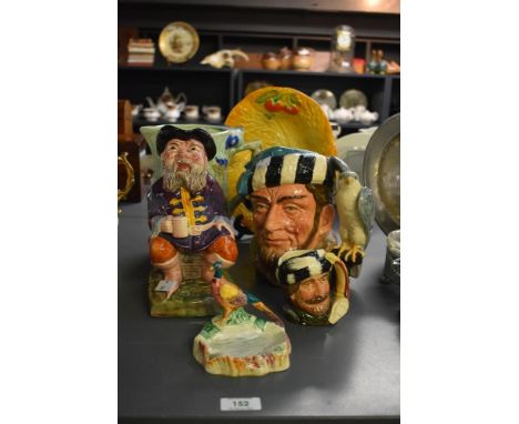 A large vintage Royal Doulton Bone China Character Toby Jug, stamped 'The Falconer' to base, pattern D 6533, h19cm, sold toge