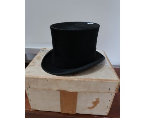 A Dunn &amp; Co top hat and box - 6 inches internal measurement