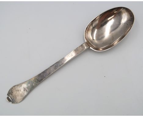 A William and Mary silver trefid spoon, with pointed rat tail to the back of the bowl, flat handle and trefid finial,  Willia