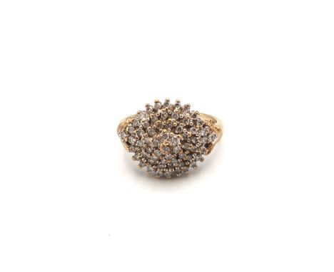 A 9ct yellow gold diamond multi layer bomb style ring size N - approx weight 3.8 grams