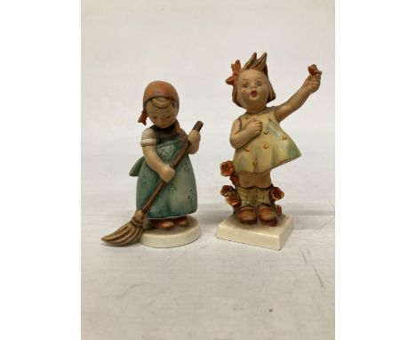 TWO GOEBEL HUMMEL FIGURES (1956-59) TO INCLUDE "LITTLE SWEEPER" AND "SPRING CHEER" NO. 72