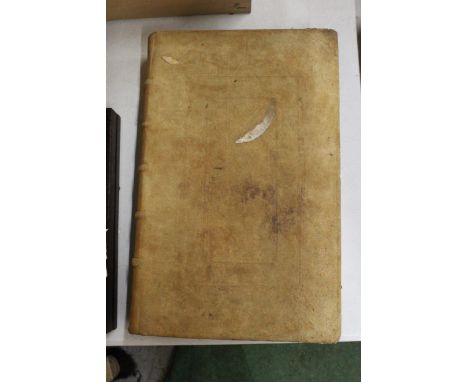 A LARGE VINTAGE BIBLE 'CONTAINING THE OLD TESTAMENT AND THE NEW WITH THE APOCRYPHA TRANFLATED OUT OF ORIGINAL TONGUES WITH AN