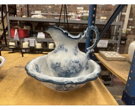 A VINTAGE ALFRED MEAKIN 'PEONY' LARGE WASH BOWL AND JUG