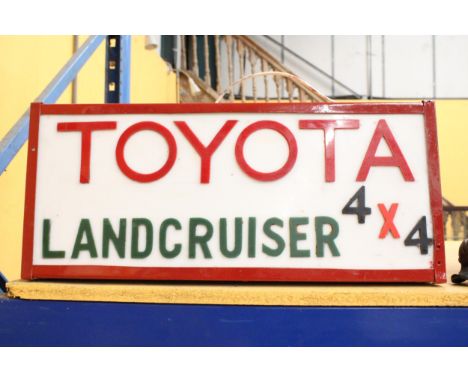 A TOYOTA LANDCRUISER 4X4 ILLUMINATED LIGHT BOX SIGN - 62 CM (L) 10.75 CM (H) 10 CM (D)