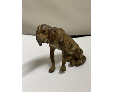A BRONZE VIENNA HOUND DOG FIGURE