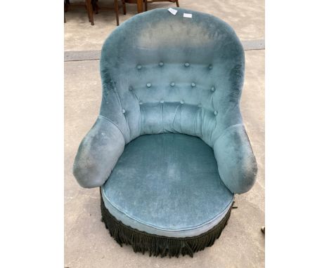 A LATE VICTORIAN BUTTON BACK TUB CHAIR