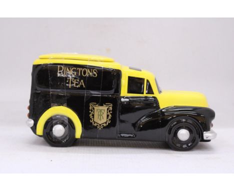 A CERAMIC RINGTONS TEA CADDY IN THE SHAPE OF A VAN