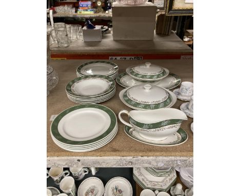 A VINTAGE MADDOCK ENGLAND PART DINNER SERVICE TO INCLUDE TUREENS, SAUCE BOAT AND SAUCER, DINNER PLATES, SHALLOW BOWLS, ETC.,