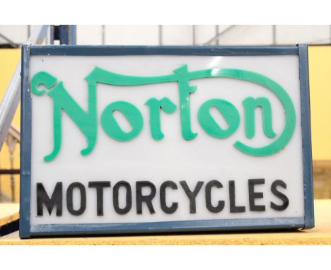 A NORTON MOTORCYCLES ILLUMINATED LIGHT BOX SIGN - 50.5 CM (L) 33 CM (H) 10 CM (D)
