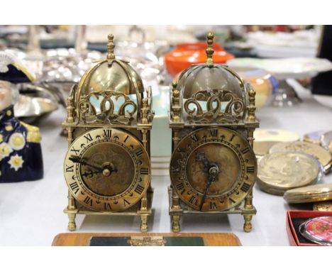 TWO VINTAGE "SMITHS" BRASS LANTERN CLOCKS ONE MECHANICAL AND ONE BATTERY
