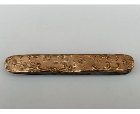 A HALLMARKED BIRMINGHAM 9CT GOLD CASED PENKNIFE, MAKER L &amp; S, GROSS WEIGHT 37.24 G