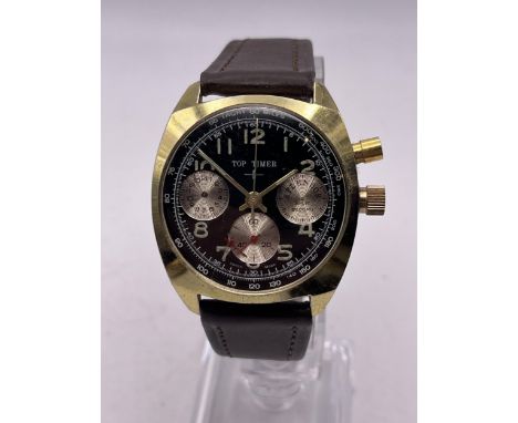 A VINTAGE TOP TIMER MONOPUSHER CHRONOGRAPH MEN'S 36MM WRISTWATCH
