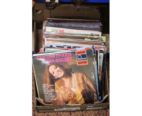 A COLLECTION OF VINTAGE 33RPM VINYL LP RECORDS TO INCLUDE JAMES LAST, KYLIE MINOGUE, RICHARD CLAYDERMAN, THE HOUSEMARTINS, FR