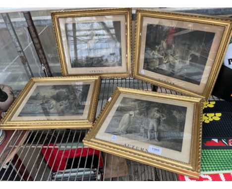 A SET OF FOUR GILT FRAMED W HAMILTON PRINTS OF THE SEASONS