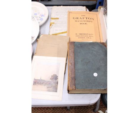 A QUANTITY OF VINTAGE BOOKS, ETC, TO INCLUDE AN ENGLISH DICTIONARY, MUSIC, OCULAR ANATOMY, ETC