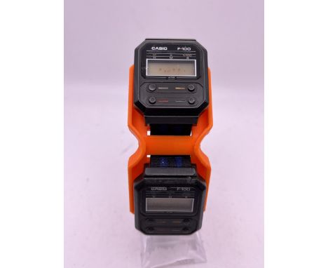 A X2 ULTRA RARE CASIO F-100 RIPLEY WATCH FROM ALIEN 1979 ICONIC MOVIE AND AS WORN BY SIGOURNEY WAEVERS LEGENDARY ROLE AS RIPL