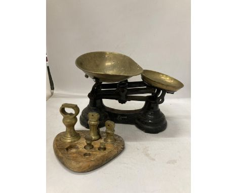 A VINTAGE SET OF LIBRASCO SCALES WITH BELL WEIGHTS