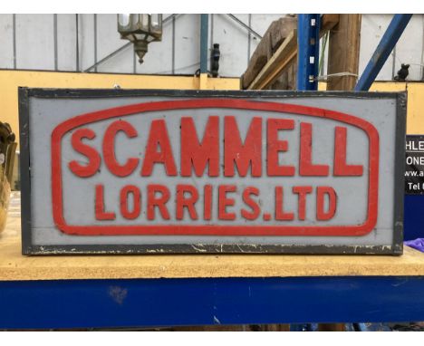 A SCAMMELL LORRIES LTD ILLUMINATED LIGHT BOX SIGN - 62 CM (W) 26.5 CM (H) 10 CM (D)