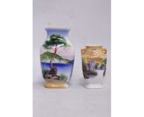 TWO SMALL VINTAGE NORITAKE VASES, HEIGHTS 11CM AND 8CM