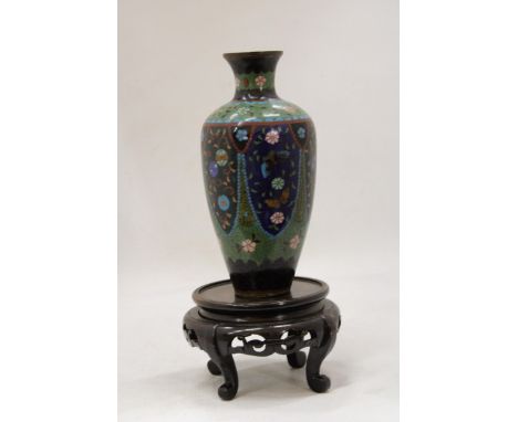 A VINTAGE CHINESE MEIPING CLOISONNE ENAMEL AND BRASS VASE
