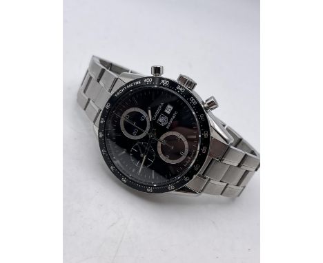 A TAG HEUER CARRERA AUTOMATIC CHRONOGRAPH CV2010-0 MENS WRIST WATCH WORKING AND KEPT TIME FOR 24 HOUR TEST BUT NO WARRANTY 42