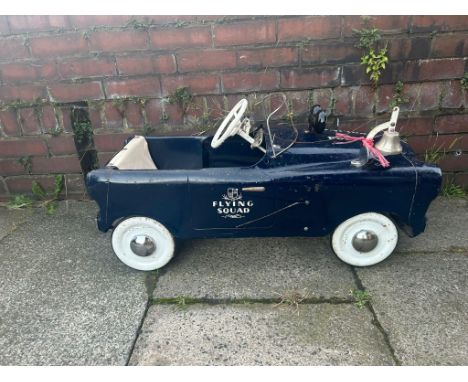 A VINTAGE 1950s TRIANG FLYING SQUAD PEDAL CAR  -  RARE AND IN ORIGINAL CONDITION - FROM A DECEASED'S ESTATE