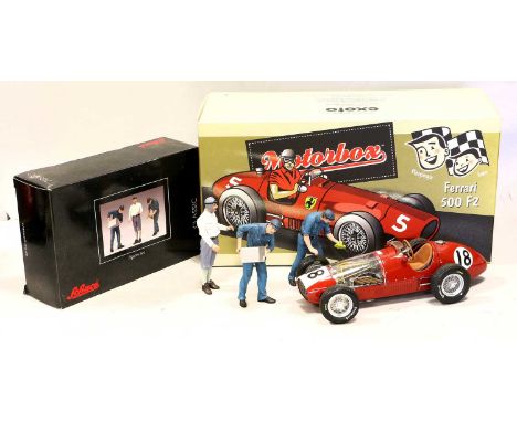 Motorbox Ferrari 500 F2 1:18 Scale together with a Schuco Classic Figure set (both Excellent boxes Excellent) (2)