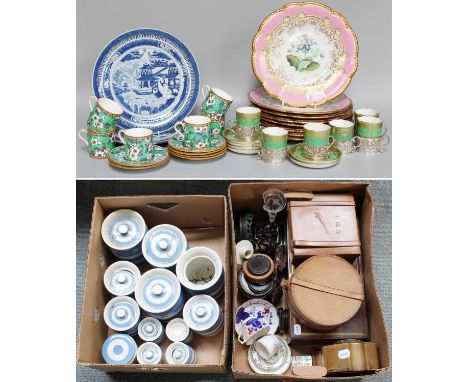 Assorted 19th Century and Later Ceramics, including Minton's silver mounted coffee cans and saucers, Chinese blue and white p