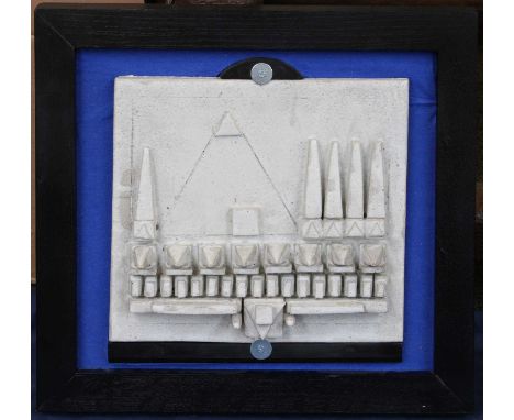 Dick Raines (Contemporary), Ceramic Tile Fired in Relief, 33cm by 30.5cm, framed