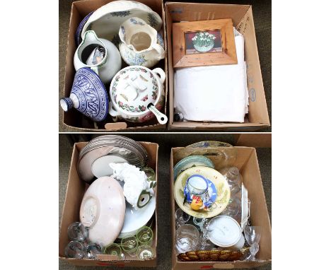 Ceramics and Other Items, including Portmeiron soup tureen, Botanic Garden pattern, blue painted Delft plaque, silvered and p