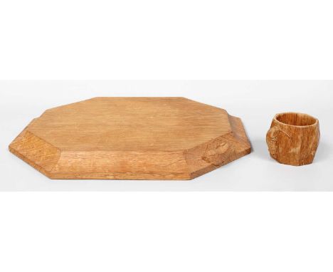 Workshop of Robert Mouseman Thompson (Kilburn): An English Oak Bread Board, of octagonal form, with carved mouse trademark, 3