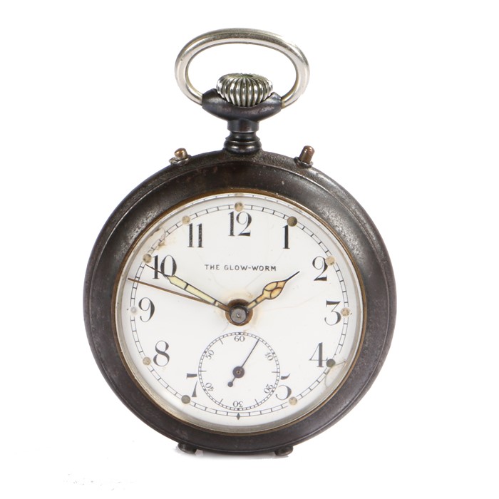 Junghans "The GlowWorm" gunmetal cased open face pocket watch/alarm