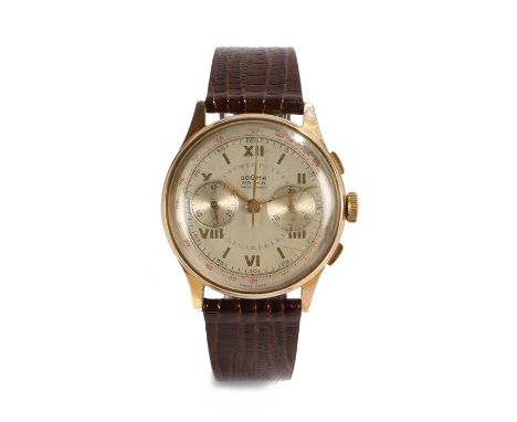 Dogma Prima gold capped gentleman's chronograph wristwatch, the signed silver dial with Roman numerals and two subsidiary dia