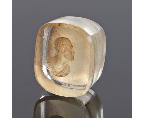 19th Century as new seal intaglio, with a paper back showing the design and title Demosthenes with a profile portrait, with t
