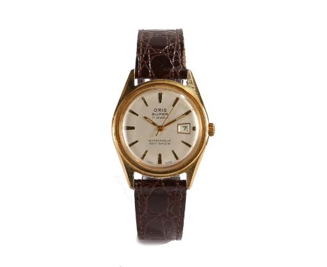 Oris Super gentleman's wristwatch, the signed white dial with baton numerals and date aperture at the three o'clock position,